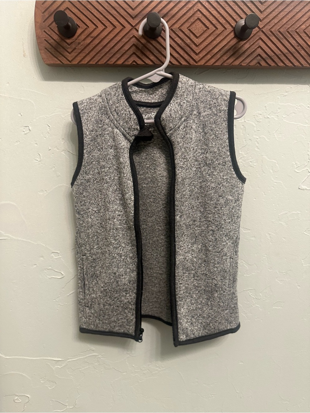 jumping beans Gray Knit Sleeveless Zip Vest with Dark Trim